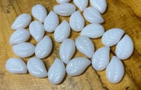 Eucalyptus Curved Leaf 12mm x 9mm Alabaster White Opaque Leaves Approx. 25 beads