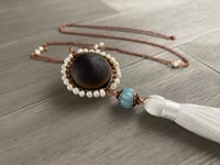 Image 1 of Ojo de Venado and Pearls  - Deers Eye necklace
