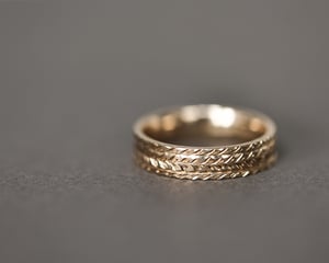 Image of 9ct gold 5mm flat court herringbone ring