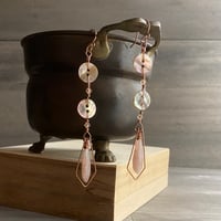 Image 1 of Sunstone & Red Abalone copper earrings