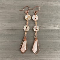Image 4 of Sunstone & Red Abalone copper earrings