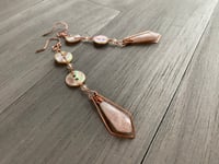 Image 2 of Sunstone & Red Abalone copper earrings