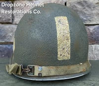 Image 6 of WWII M2 101st Airborne Helmet 501st PIR D-bale Front Seam & Firestone Paratrooper liner.