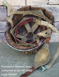 Image 13 of WWII M2 101st Airborne Helmet 501st PIR D-bale Front Seam & Firestone Paratrooper liner.