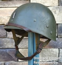 Image 16 of WWII M2 101st Airborne Helmet 501st PIR D-bale Front Seam & Firestone Paratrooper liner.