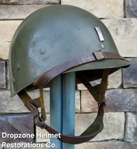 Image 14 of WWII M2 101st Airborne Helmet 501st PIR D-bale Front Seam & Firestone Paratrooper liner.