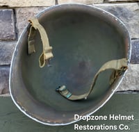 Image 12 of WWII M2 101st Airborne Helmet 501st PIR D-bale Front Seam & Firestone Paratrooper liner.