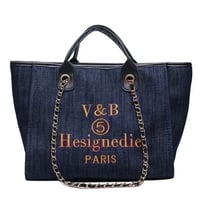 Image 3 of Women's Canvas Denim Fashion Tote Handbag