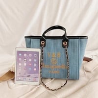 Image 5 of Women's Canvas Denim Fashion Tote Handbag