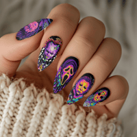 Image 1 of SLASHER CREW 2 NEON RETRO STYLE NAIL DECALS