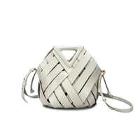 Image 2 of Women's Two-Layer Cowhide Leather Irregular Geometric Elegant Basic Classic Style Bucket Magnetic Bu