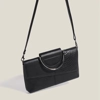 Image 10 of Women's Pu Leather Splicing Crocodile Vintage Style Square Magnetic Buckle Shoulder Bag Clutch Bag H