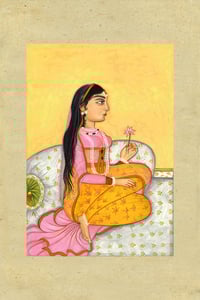 Image 2 of Nayika with Lotus | Kangra Style Fine Art Print