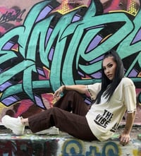 Image 1 of OVERSIZE TEE - CREAM / BROWN 