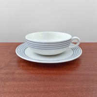 Image 1 of Gustavsberg Grå Ränder Tea Cup with Saucer