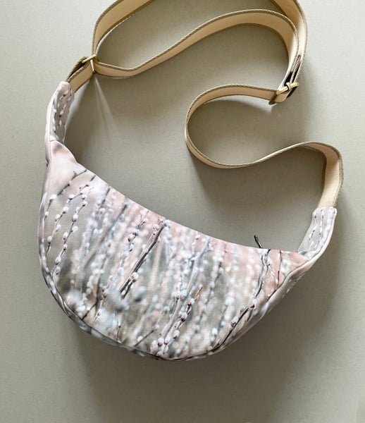 Image of Willow buds, large velvet crossbody sling bag