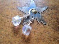 Image 10 of Tiny Crystal Cube Earrings, Pierced or Clip On
