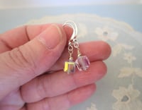 Image 2 of Tiny Crystal Cube Earrings, Pierced or Clip On