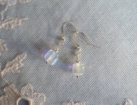 Image 9 of Tiny Crystal Cube Earrings, Pierced or Clip On