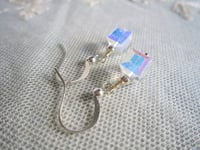 Image 5 of Tiny Crystal Cube Earrings, Pierced or Clip On