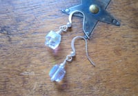 Image 6 of Tiny Crystal Cube Earrings, Pierced or Clip On
