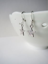 Image 4 of Tiny Silver Stars Charm Earrings
