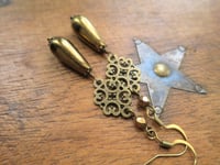 Image 3 of Bohemian Bronze Earrings with Metallic Czech Glass Drops 