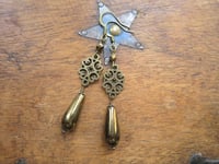 Image 6 of Bohemian Bronze Earrings with Metallic Czech Glass Drops 