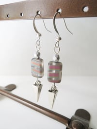 Image 5 of 80s New Wave Metallic Pyramid Earrings, Pierced or Clip On