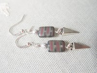 Image 7 of 80s New Wave Metallic Pyramid Earrings, Pierced or Clip On