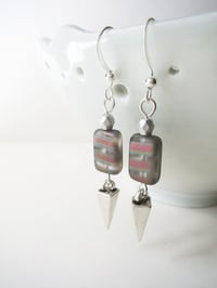 Image 9 of 80s New Wave Metallic Pyramid Earrings, Pierced or Clip On