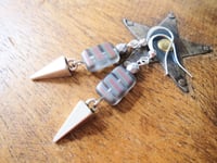 Image 8 of 80s New Wave Metallic Pyramid Earrings, Pierced or Clip On