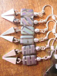 Image 3 of 80s New Wave Metallic Pyramid Earrings, Pierced or Clip On
