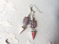 Image 10 of 80s New Wave Metallic Pyramid Earrings, Pierced or Clip On