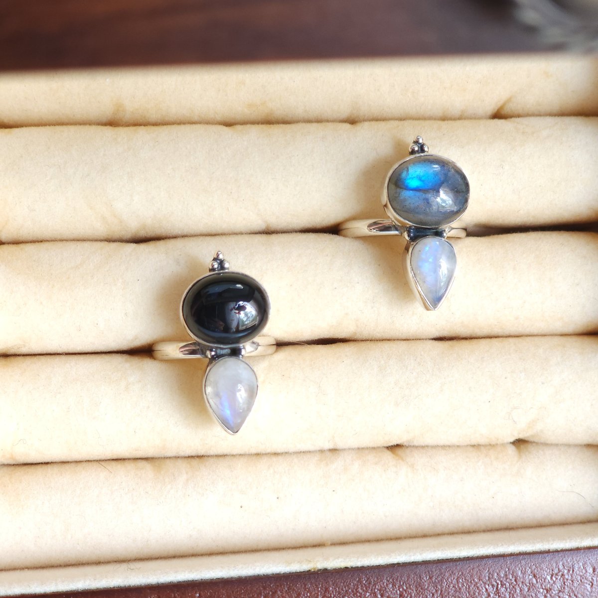 Image of Harmonie - Two-stone Moonstone Ring in Sterling Silver