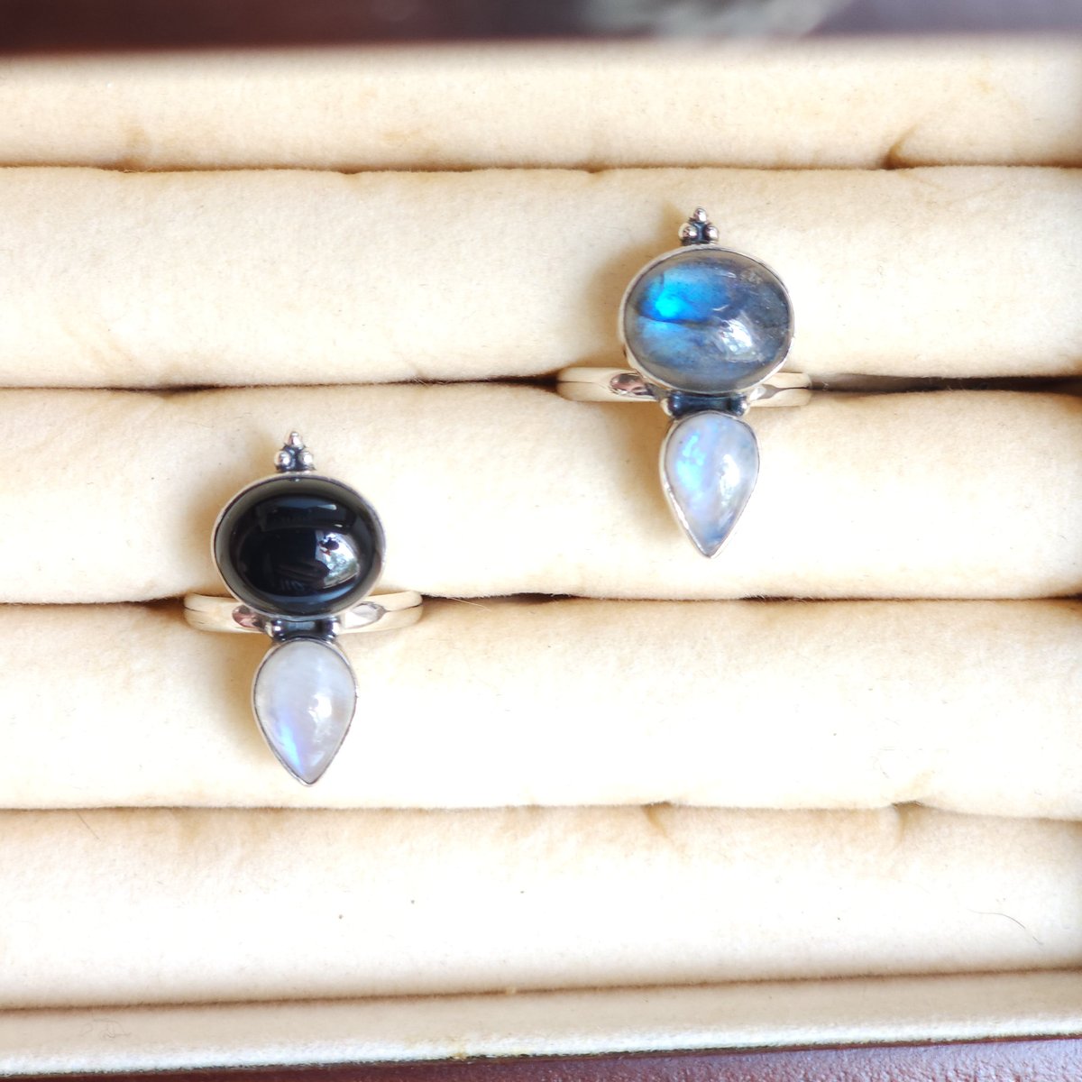 Image of Harmonie - Two-stone Moonstone Ring in Sterling Silver