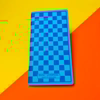 Image 1 of Blue with blue checks slim notebook.