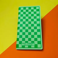 Image 1 of Green with green checks slim notebook.