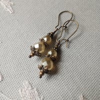 Image 8 of Czech Glass Faceted Bead Earrings in Ivory Satin & Bronze