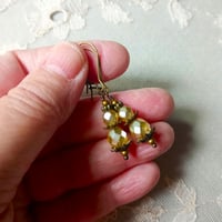 Image 2 of Czech Glass Faceted Bead Earrings in Ivory Satin & Bronze