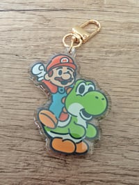 Image 1 of MarYo - Cute Mario Yoshi Epoxy Acrylic Keychain Charm
