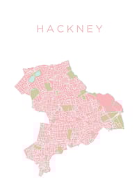Image 3 of 'You Are Here' - Personalised map of Hackney Borough in light teal on white