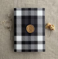 Image 5 of plaid printed vellum wrap for 5x7 cards PACK of 10