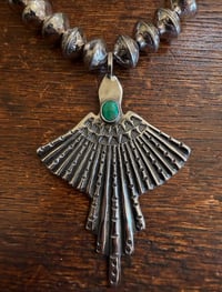 Image 2 of WL&A Handmade Royston Medicine Bird Silver Mercury Dime Pearl Necklace - Length 24" - 280 Grams