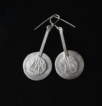 Image 1 of Big Silver Conifer Leaf Earrings