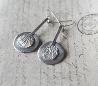 Image 2 of Big Silver Conifer Leaf Earrings