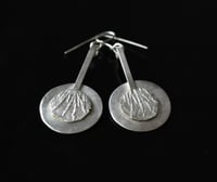 Image 3 of Big Silver Conifer Leaf Earrings