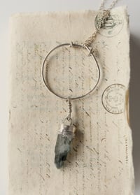 Image 2 of Green Quartz Crystal Point Silver Necklace