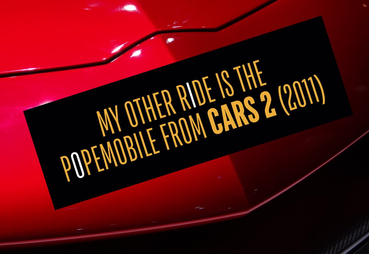 MY OTHER RIDE 🏁 Carclave Woke Popemobile Bumper Car Magnet | Conclave Zine