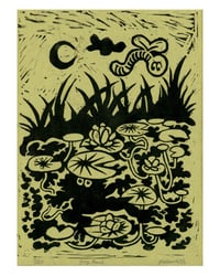 Frog Pond 9x12" Linoleum Print 